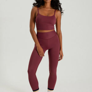 Ensemble de yoga 5 pièces léger et très élastique, taille haute, jambes évasées, poche latérale à la taille, vêtements de sport - Product Image 1