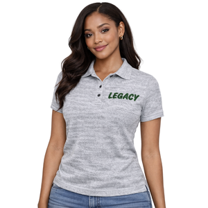 Camiseta Polo Gris 08 Legacy, Hermandad Griega, Rosa y Verde, Ropa Casual y Elegante para Mujeres Universitarias - Product Image 1