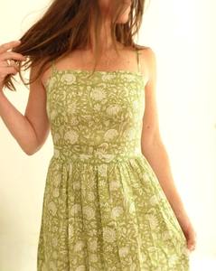 Vestido de algodón con bloque de mano indio, ropa de fiesta de verano con estampado Floral para mujer, estilo bohemio, vestido de regalo de novia personalizado a la venta - Product Image 1