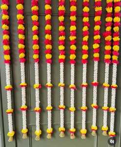 พวงมาลัยดอกดาวเรืองโมกราประดิษฐ์ดอกไม้สายคล้องดอกไม้อินเดียตกแต่งงานแต่งงานงานปาร์ตี้ไอเดียตกแต่งบ้านเทศกาล - Product Image 3