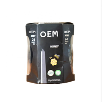 Vente en gros de boîtes de présentation de luxe noires en acier robuste pour miel, bâtonnets de boissons VIP au miel et aux herbes, 24 sachets naturels de miel Power