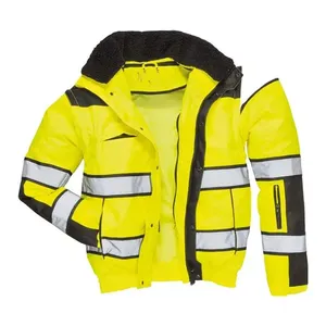 Veste de travail haute visibilité imperméable Softshell pour hommes, construction à fermeture éclair et sécurité en plein air avec caractéristiques d'atelier réfléchissantes - Product Image 4