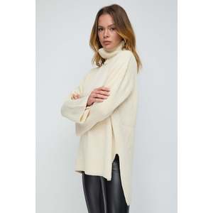 Suéter de Punto Holgado para Mujer, Transpirable, Diseño Casual Estampado con Cuello Alto para Todas las Temporadas: Invierno, Otoño, Primavera - Product Image 2