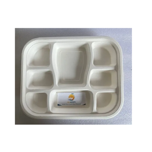 Tapas de bandeja de comida de pulpa de caña de azúcar clásicas populares 8CP platos ecológicos para comidas de cantina directamente del fabricante indio - Product Image 1