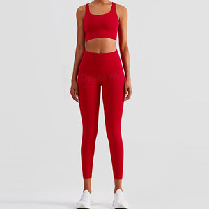 Conjunto de Yoga Personalizable al por Mayor con Diseño de Logotipo Frontal para Mujer, Ropa Deportiva de Poliéster de Secado Rápido, Conjuntos de Cintura Alta - Product Image 3