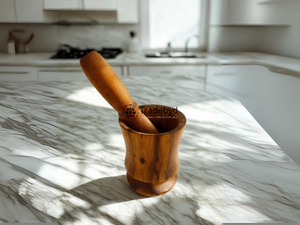 Tradebyd Wooden Okhli Premium Mortar and Pestle Handmade <b>Tool</b> for Spices and Herbs - Product Image 4
