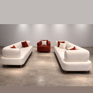 Mabelia Modern Wood Frame Oval Shape Apartment Living Room <b>Sofa</b> <b>Bed</b> Set Custom Upholstery High Density Foam Cushioning Button - Product Image 3