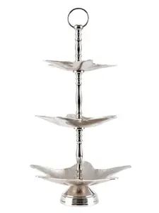 Soporte para servir pasteles ovalados con acabado antiguo hecho a mano, 3 niveles, niquelado, Ideal para uso en el hogar, Hotel y pastel de cumpleaños - Product Image 4