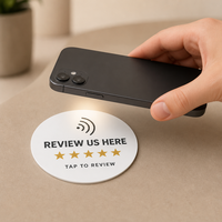 Autocollant rond en acrylique NFC personnalisable pour avis clients – Tappez pour évaluer – Idéal pour les salons de beauté et les réceptions de magasins