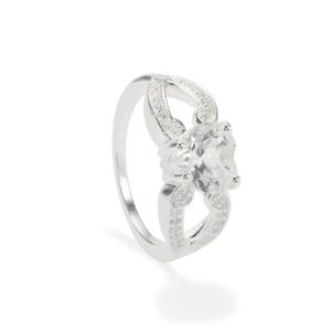 Anillo de Topacio Blanco en Racimo de 2.20ct, Corte Princesa, Plata de Ley con Baño de Rodio, Certificado IGI, Regalo - Product Image 1