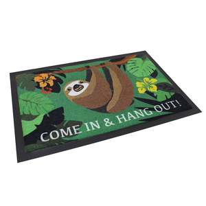 Alfombra de Entrada Moderna con Diseño de Perezoso, Alfombra de Bienvenida con la Frase "Cómese y Paseese por Aquí" - Product Image 1