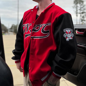 OEM Custom Embroidery Streetwear Fleece and <b>Leather</b> Colorful <b>Long</b> Sleeve Patch Chenille Letterman Varsity <b>Jacket</b> for Men - Product Image 1