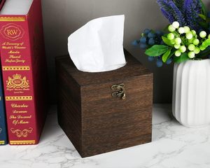 Bathroom <b>Tissue</b> <b>Holder</b> Retro Square Wooden Boutique Decoration for Home Office Car - Brown (Brown 6 Inches) - Product Image 4