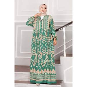 Robe Viscose à Demi-Bouton Vert - Product Image 3