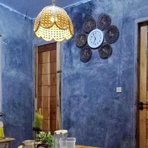 Suspension en rotin tissé à la main-Plafonnier festonné vintage - Product Image 5