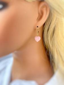 Natural Pink <b>Rose</b> <b>Quartz</b> Heart Cut Gemstone Ethnic Style <b>Jewellery</b> 925 Sterling Silver Dangle Earrings Gift for Women - Product Image 4