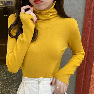 Suéteres de cuello alto para mujer 2025 Otoño Invierno suéter de punto de manga larga para mujer suéteres Tops suave Jumper Pull Femme - Product Image 1