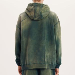 Sweat à capuche d'hiver délavé à l'acide Léger imprimé en relief de couleur unie Meilleure taille de conception Vêtements techniques en gros Sweat à capuche basique - Product Image 6