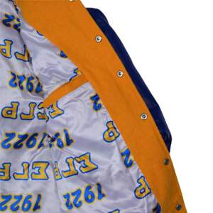 Veste Letterman pour femme Corps en laine cachemire jaune et manches en cuir véritable bleu Noir HBCU Vêtements grecs Sorority Varsity Jacket - Product Image 3