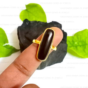 Diseño clásico Ónix negro 8x25mm Forma de cojín Plata de Ley 925 Eternity Vermeil 18K Chapado en oro Anillo de mujer Joyería fina - Product Image 3