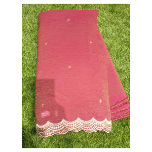 Tissu pur en tissu froissé avec broderie originale pour Lehenga et Saree - Frais de transport supplémentaires - Product Image 2