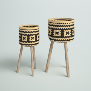 Support de jardin en bambou tissé à la main Kit de décoration pour pot de fleur intérieur/extérieur et couvercle de panier de jardinière pour usage domestique - Product Image 4