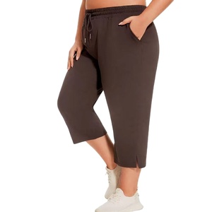 Pantalon de jogging en molleton taille haute pour femme, coupe courte, grande taille, décontracté, yoga, automne, avec cordon de serrage, lavage coloré - Product Image 5