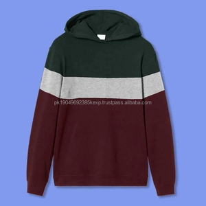 <b>Men's</b> Custom Contrast Grey, Red, <b>Green</b> Panel Design Fleece Pullover Hoodie With High Quality - Product Image 2