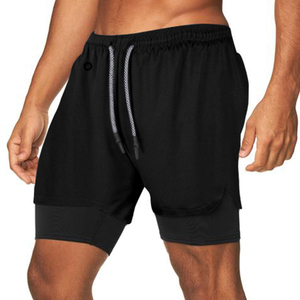 Shorts de sport pour hommes avec logo personnalisé, doublure, poches doubles, entraînement athlétique, salle de sport, entraînement, 2 en 1, pour hommes / Fournisseur en gros - Product Image 3