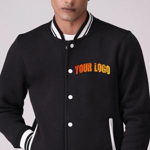 Blouson Bomber Varsity Homme Décontracté Noir Entièrement Personnalisable Vente en Ligne Collection Hiver avec Col Montant - Product Image 3