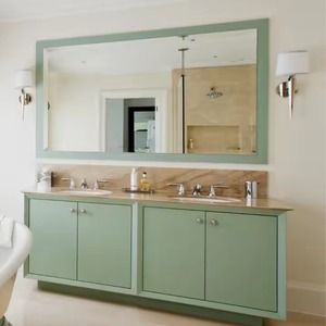 Juego de tocador de baño de calidad hotelera de lujo moderno diseño personalizado Enbl montaje en pared de madera maciza espejo inteligente piedra artificial negra - Product Image 4