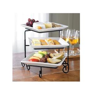 Soporte de postre de madera y hierro de 2 niveles Soporte de aperitivos de pastel de diseño ventajoso del fabricante en India - Product Image 4