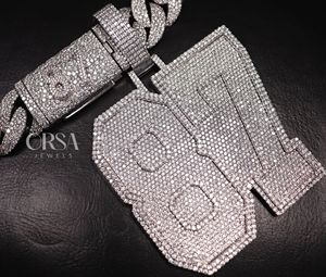 Pendentif en diamant numéro de luxe de qualité supérieure Design glacé avec diamants Moissanite Pendentifs de fête Hip Hop en argent 925 - Product Image 6