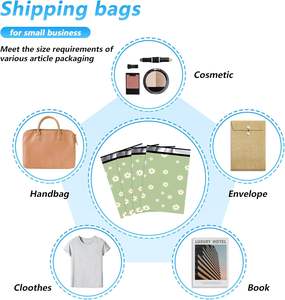 Paquete de 100 Bolsas de Poliéster para Envíos con Mensaje de Agradecimiento, 25x33cm, Autoadhesivas, Resistentes al Agua y a Desgarros, Duraderas, 2.3M, Verdes con Diseño de Margarita - Product Image 3