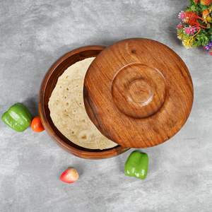 Diseño único Chapati Box Caja de madera Roti de forma redonda de la más alta calidad con perilla de metal para cocina Roti Box - Product Image 4