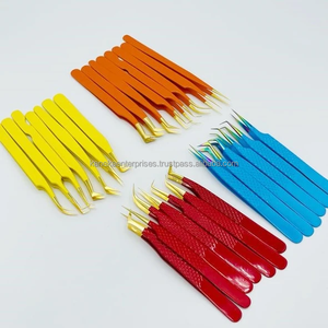 Pinces à épiler professionnelles antidérapantes en acier inoxydable à pointe lisse pour extensions de cils avec miroir à cils, logo personnalisé, tailles 12-14 cm - Product Image 6