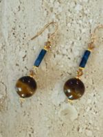 Boucles d'oreilles pendantes œil de tigre personnalisées style bohème, production rapide, en acier inoxydable, pierre naturelle, perles de culture d'eau douce, bijoux pour magasin de détail