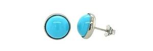 925 Sterling Silver 14K Gold Plated Bezel <b>Turquoise</b> <b>Stud</b> <b>Earrings</b> Dainty Sleeping Beauty Stone 6 Sizes Available - Product Image 5