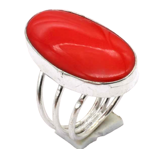 Venta al por mayor Lote de anillos de boda de plata natural 925 Ajuste de bisel fino con piedra preciosa cornalina roja facetada Forma de diamante de corte ovalado - Product Image 1