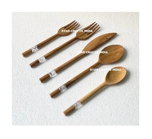 Stainless Steel Cutlery Set With Wood and Resin Handles Bastes Quality Gold Color Flatware Set for Top Selling - Product Image 6