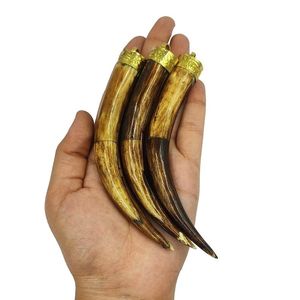 Colgante de diente de lobo natural al por mayor, dientes de animales chapados y abalorio de hueso turquesa para joyería para colgante - Product Image 6