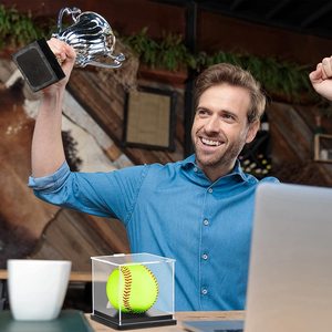 Dưới lỗ thiết kế <span class=keywords><strong>Acrylic</strong></span> Bóng Chày hiển thị trường hợp bụi bằng chứng memorabilia bóng lưu trữ bóng mềm chủ cơ sở màu đen bóng chày hộp - Product Image 3