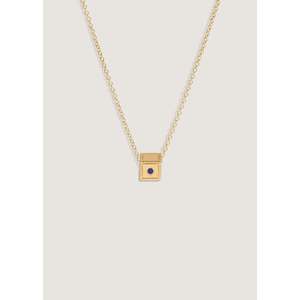 Collar Personalizado con Piedra de Nacimiento y Tecnología de Incrustación con Bisel de Zafiro Azul - Product Image 1