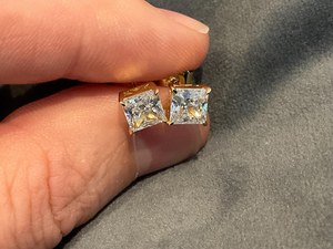 Pendientes de Diamante Moissanite con Corte Princesa Brillante para Unisex, Plata de Ley 925, Regalo Moderno, Joyería de Boda - Product Image 3