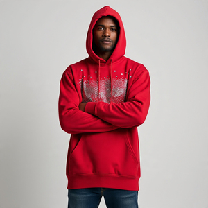 Diseño de alta calidad Street Acid Wash Vintage Screen Print Hoodie Oversized Rhinestone Hoodie Heavyweight 100% Cotton Hoodie - Product Image 1