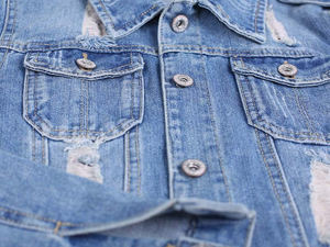 แจ็กเก็ตยีนส์ผู้หญิงไซส์ใหญ่พิเศษ, เสื้อคลุมยีนส์ขาดกระดุมสั้น5XL-6XL ฤดูใบไม้ร่วง - Product Image 3