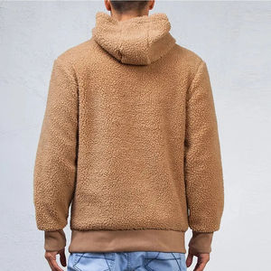 Pull à capuche en polaire Sherpa de haute qualité pour hommes, entièrement personnalisé, en flanelle tricotée et unie, design d'hiver, à capuche populaire, teint uni - Product Image 2