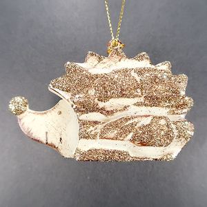 Decoración navideña de Año Nuevo, pintura de madera marrón imitada, adorno de erizo 3D Acrílico - Product Image 1