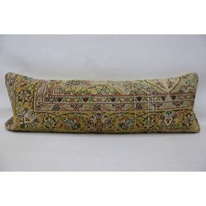 Oreiller en laine Patchwork Kantha bohème de luxe 16x48 Beige pouces brodé Floral Vintage tissé Technique literie sol Portable - Product Image 1