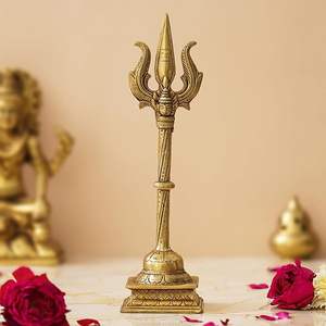 Fait à la main en laiton doré saint Shiva Trishul avec poignée Sculptures Figurine Statue déclaration pièces décor articles cadeaux - Product Image 1